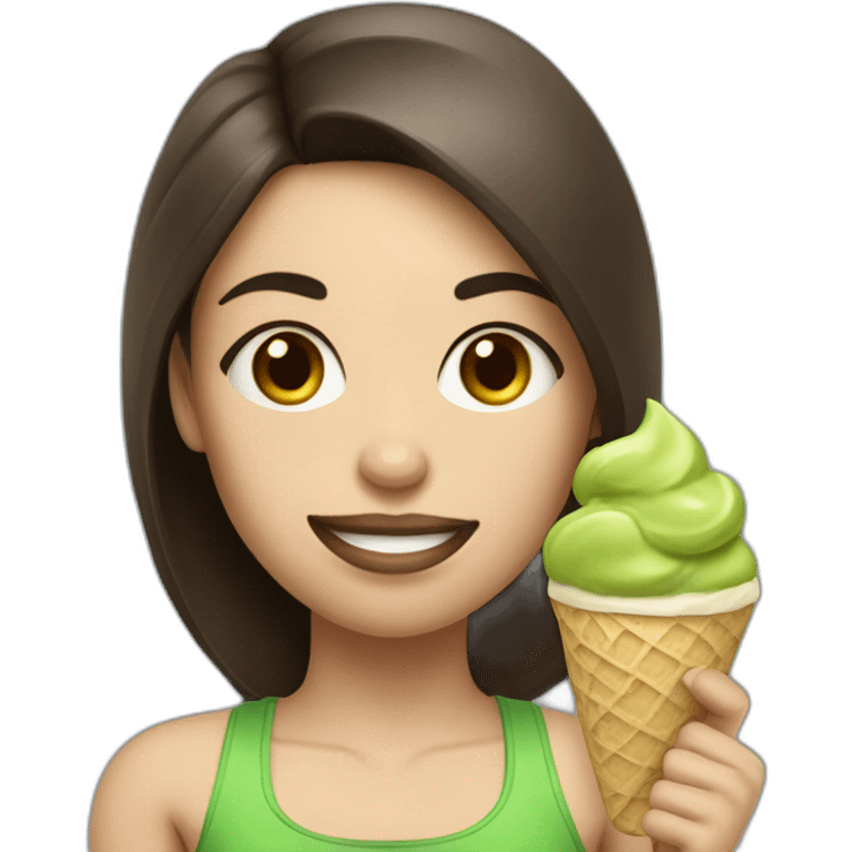 Cute brunette female weight lifter with tattoos and a pistachio ice cream emoji