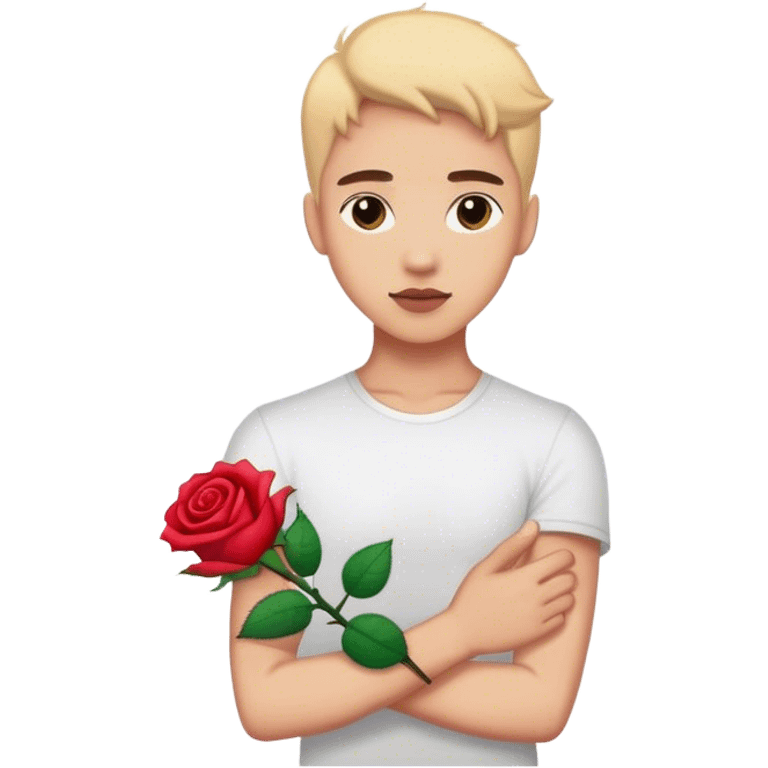 Blooming rose on arm emoji