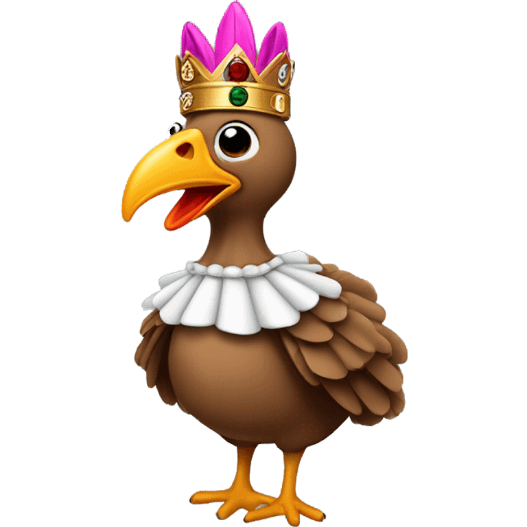 Turkey with its tongue out wearing a crown dancing and wearing a gucci sweatshirt emoji