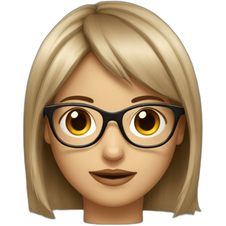 fille avec frange brune et des lunettes emoji