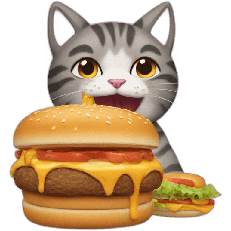 cat eating burger emoji