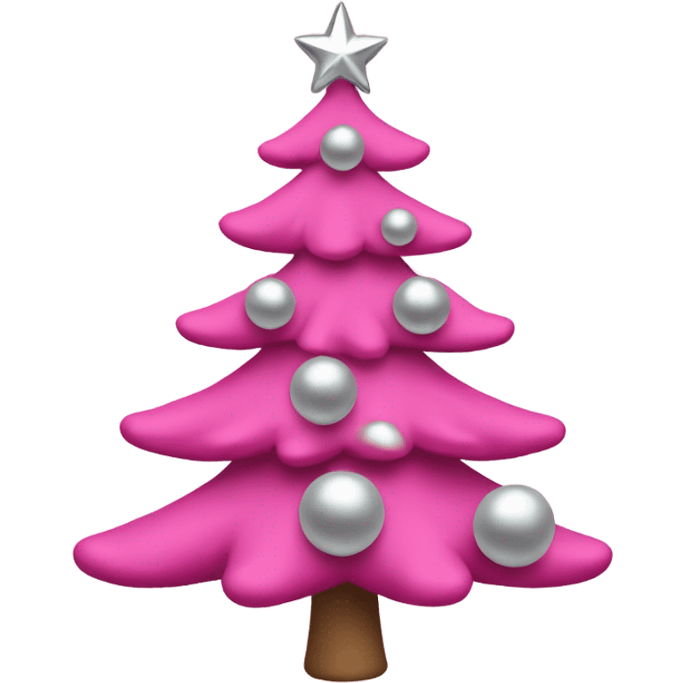 Pink christmas tree with silvery balls emoji