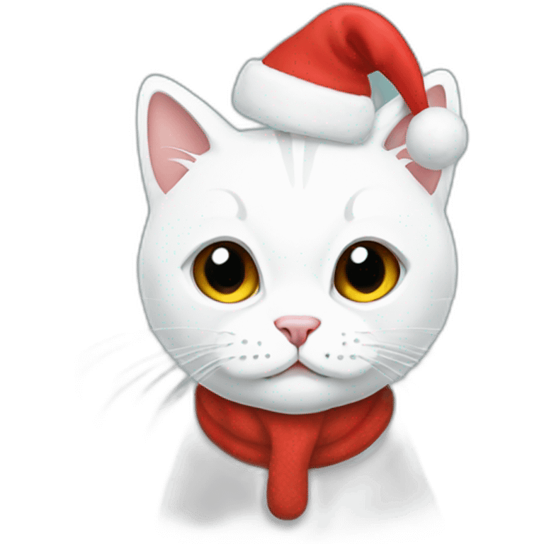 whitecat with christmas hat emoji