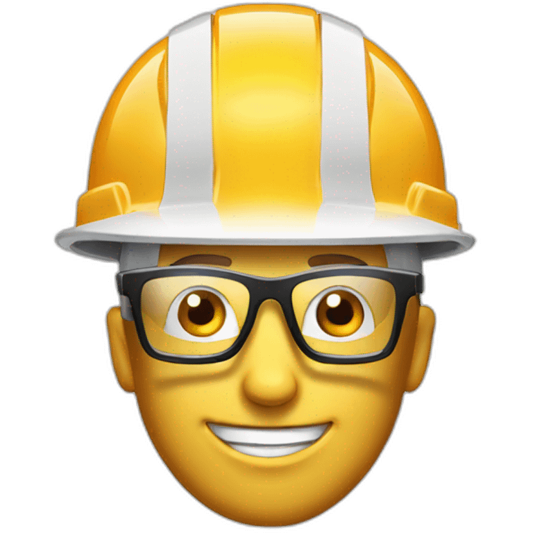 construction white hard hat helmet, glasses emoji