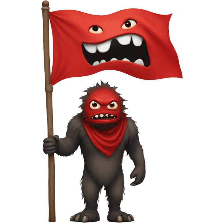 Monster with red flag emoji