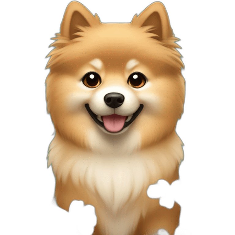 light brown cute spitz with flowers emoji