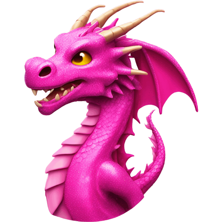 Hot pink glitter dragon breathing light pink fire  emoji