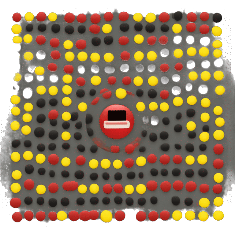 a black and red rectangle with a medium-sized yellow circle in the middle emoji