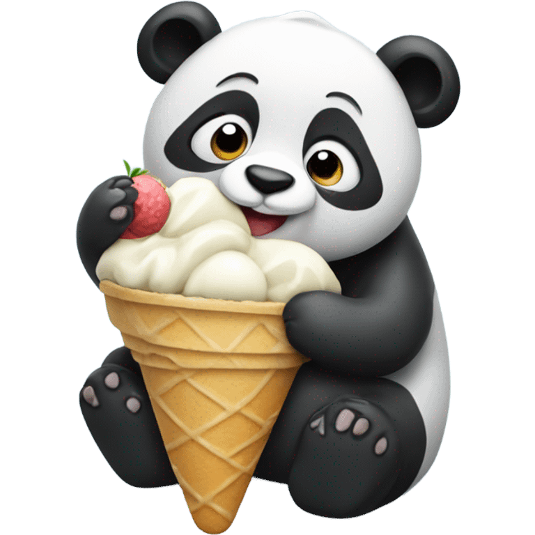 Panda eating ice cream emoji