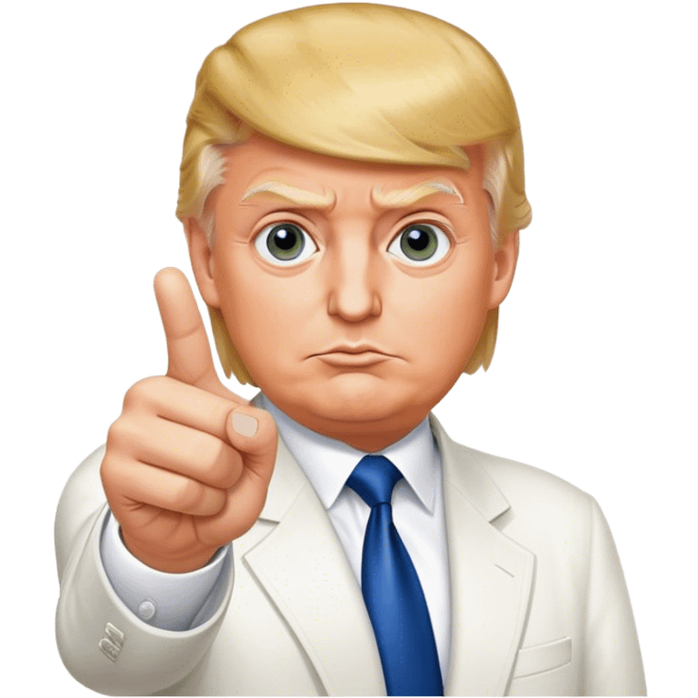 Super realistic Donald Trump pointing index finger up, realistic eyes emoji