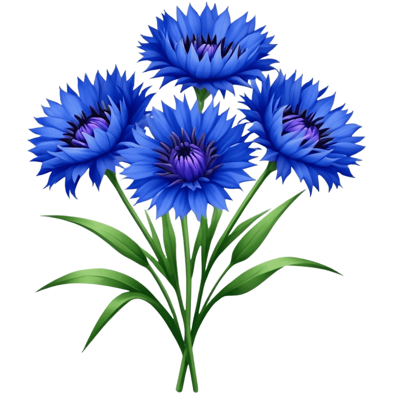 luxuriant, big bouquet Cornflower, stem, leaf emoji