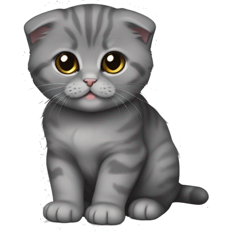 dark grey one coloured scottish fold kitten emoji