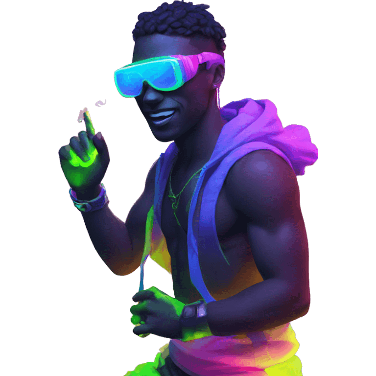 Rave party dancing neon smoking emoji