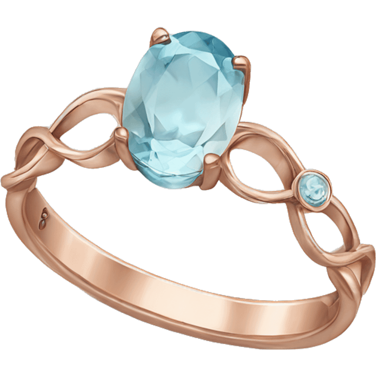 Rose gold wedding ring with oval aquamarine  emoji