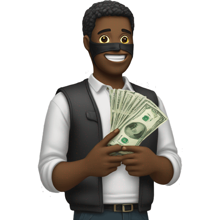 man with his money in hand with mask on emoji