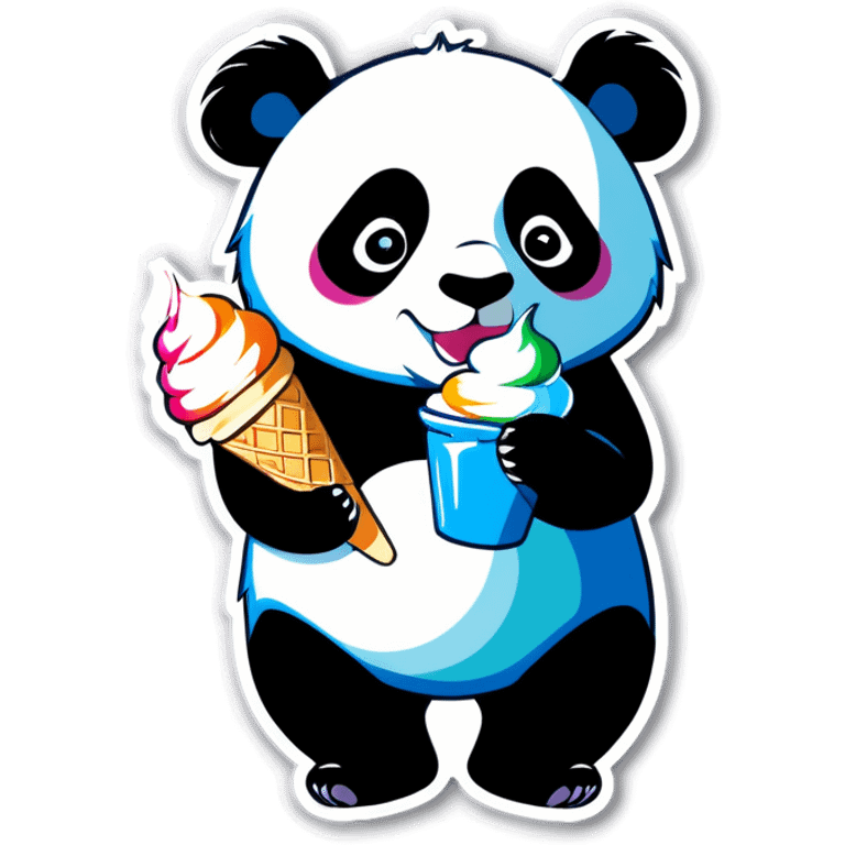 Panda eating ice cream emoji