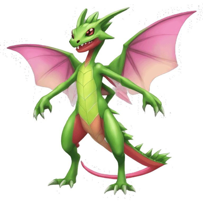 Full body sharp edgy shiny punk colorful Fairy-Flygon-Scyther-grovyle emoji