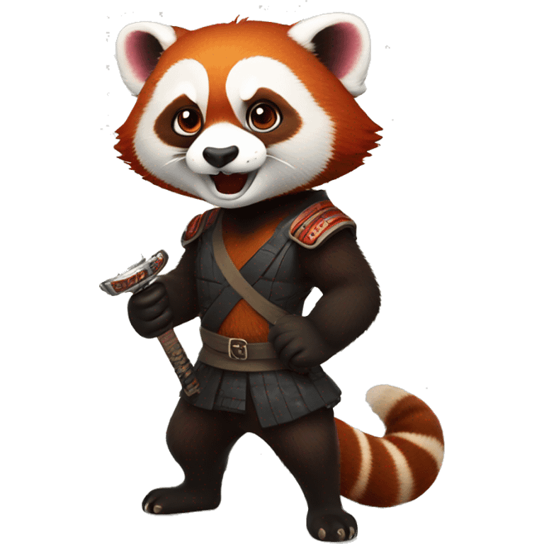 Red panda holding a katana emoji