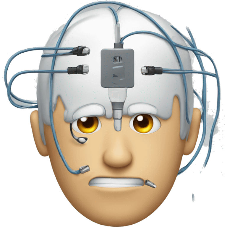 emoji thinking face with two electrodes in his head emoji