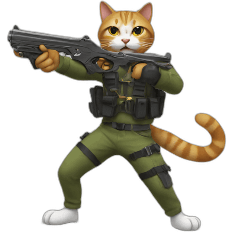 A cat holding a gun emoji