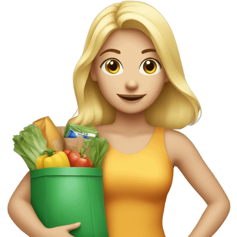 Cute blonde girl carrying groceries emoji