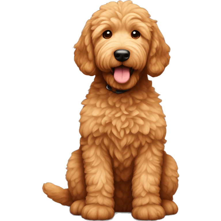 Ginger golden doodle. Baby. Full body sitting down. emoji