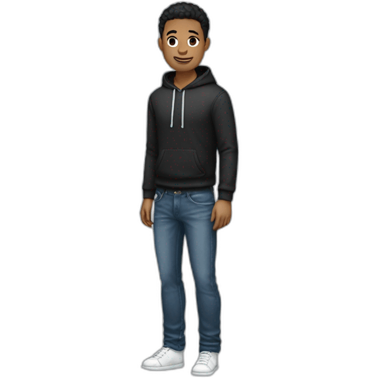 white gay man with black short hair, with jeans and a hoddie emoji