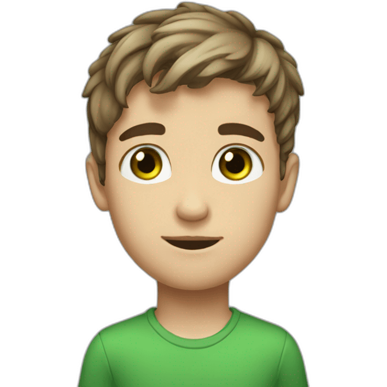 Boy with green eyes, middle hair part, brown hair emoji