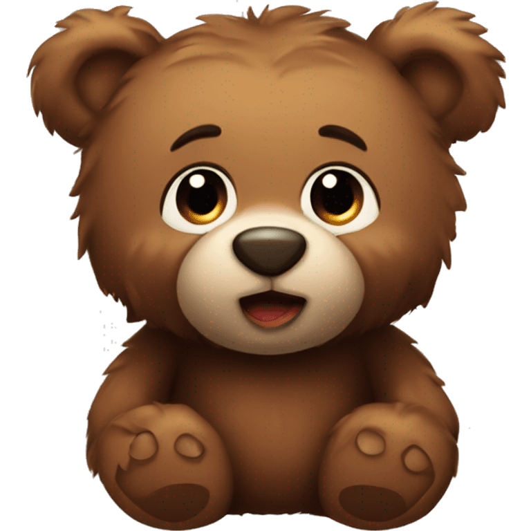 Fluffy cute brown tedd bear emoji