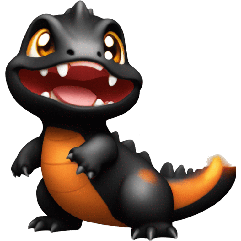 Black Shiny Charmander with a flame on its tail-tip emoji