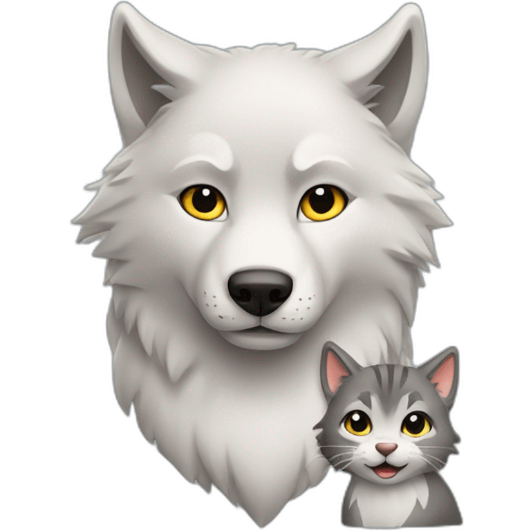 Un loup face à un chaton emoji