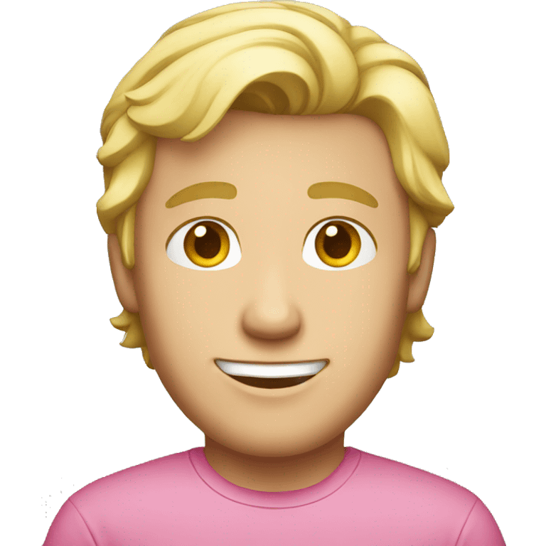 blonde smiling man pink shirt emoji