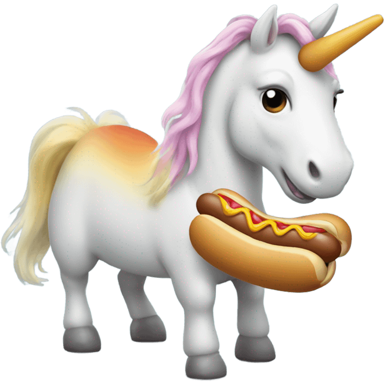 Unicorn eating a hot dog emoji