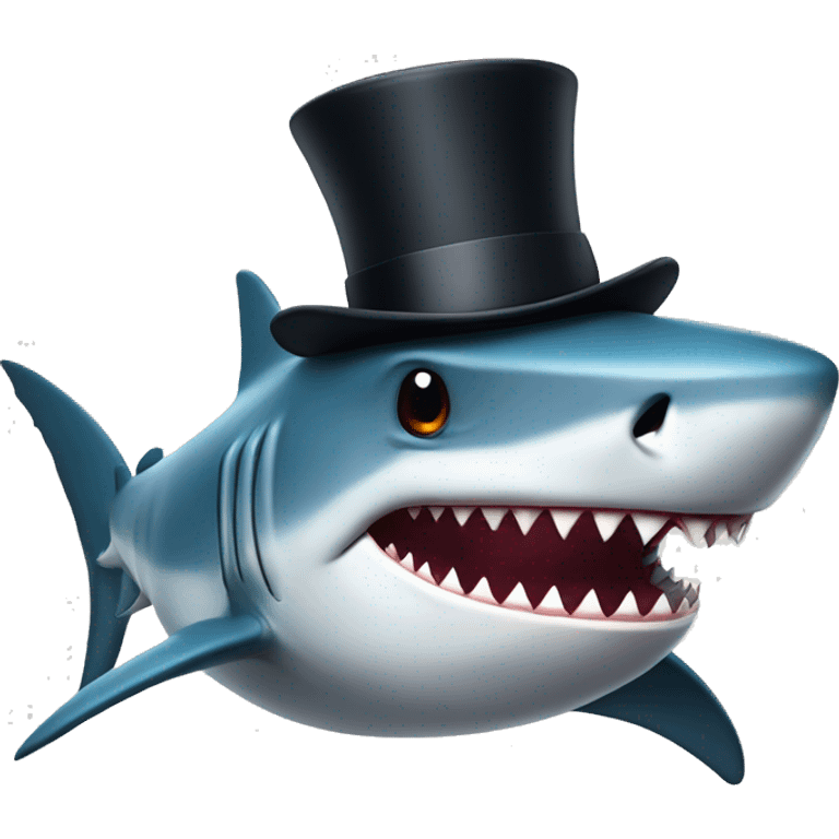 Shark with a top hat emoji