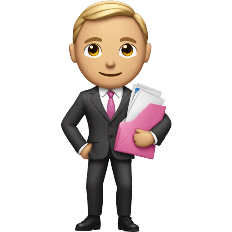 daniel kraig like jabes bond in pink suit carrying an email icon emoji