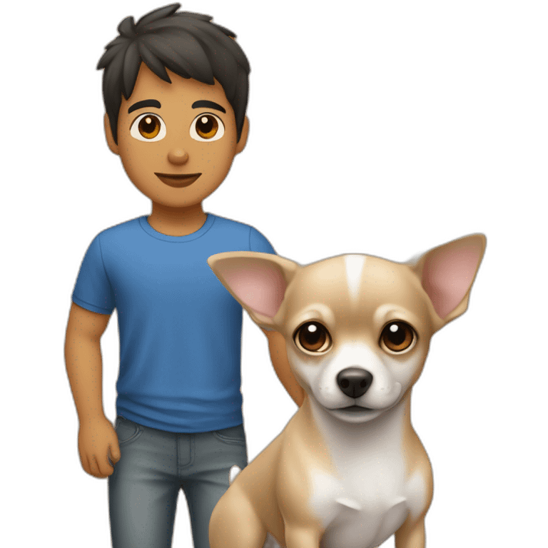 joven pelo rubio con perrito Chihuahua emoji