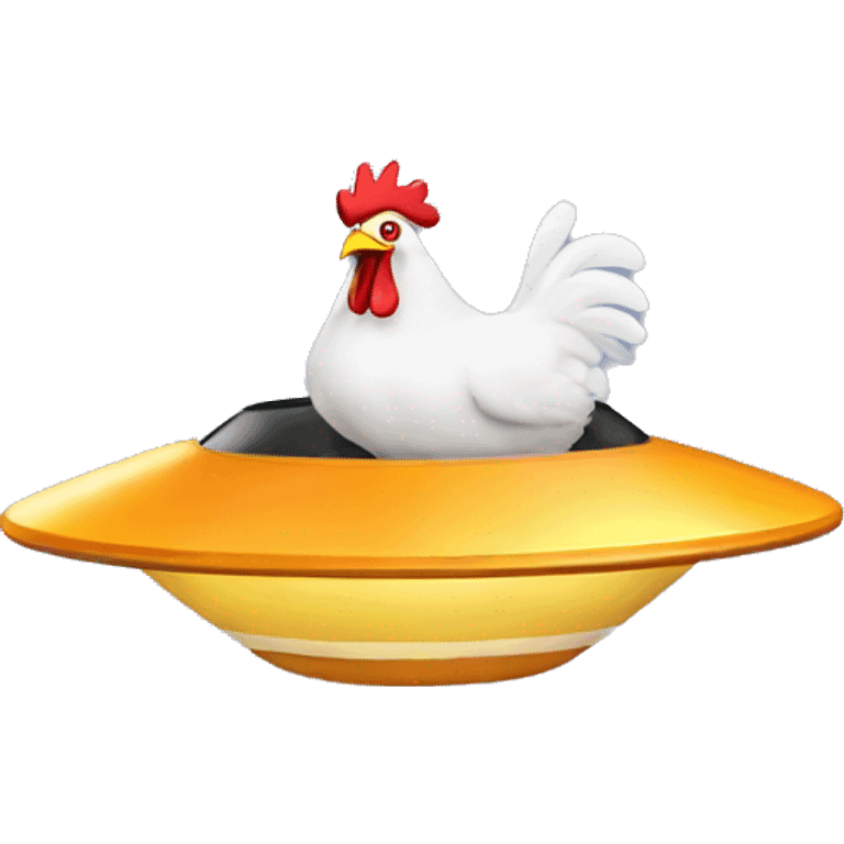 chicken driving in flying saucer emoji