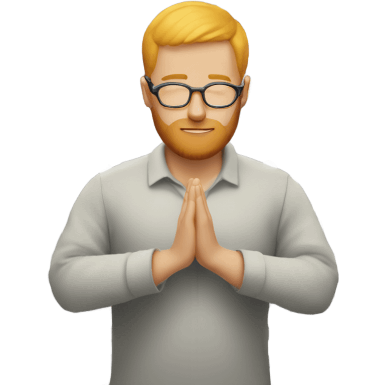 man with orange beard and short blond hair as he praying with glasses on emoji