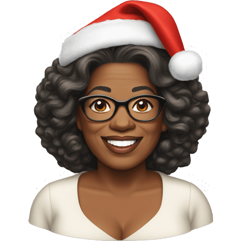 Oprah Winfrey with santa hat emoji