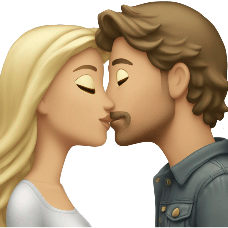 Brunette kissing her blond boyfriend emoji