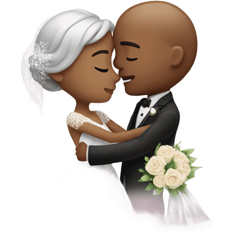 romantic wedding couple embrace emoji