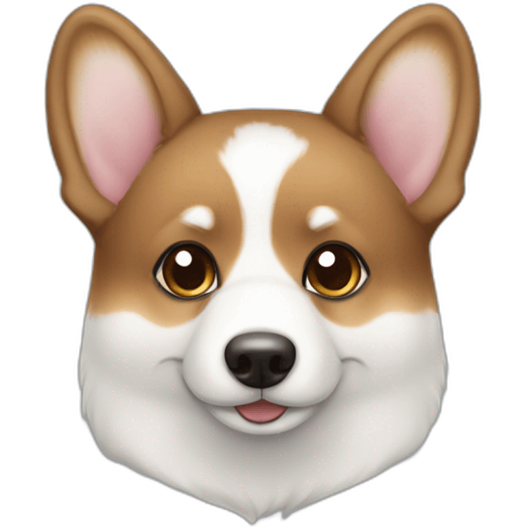 cute white corgy with half head dark brown emoji