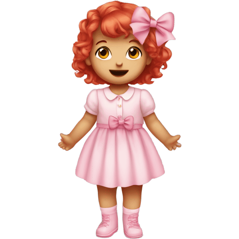 cute baby girl with pink bow and red hair emoji