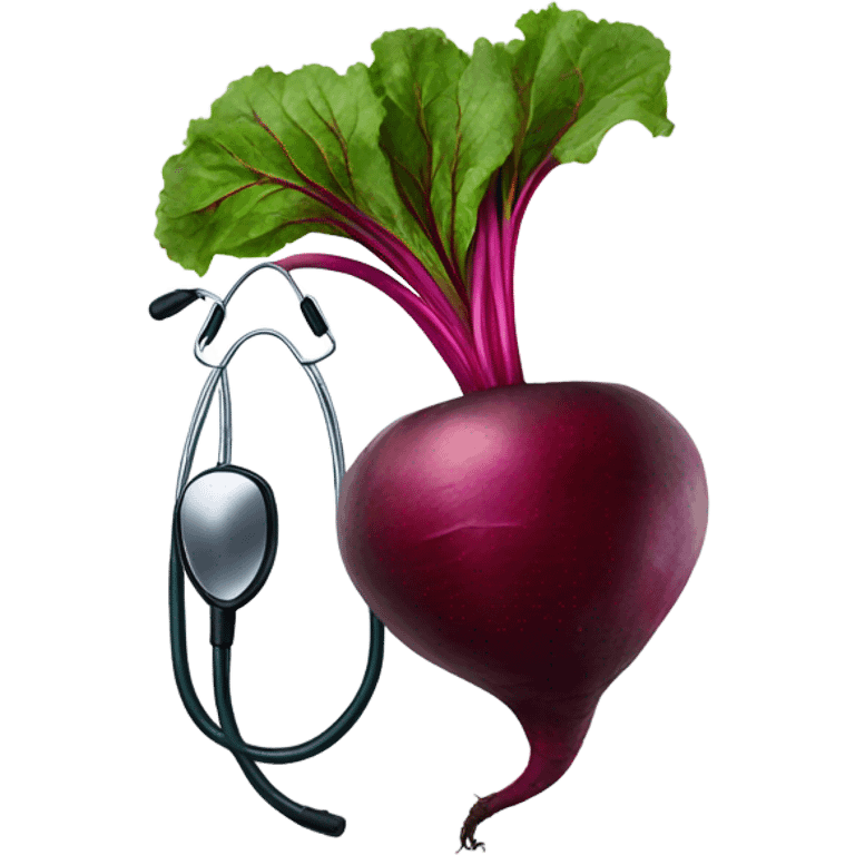 A beetroot with a stethoscope around it. emoji