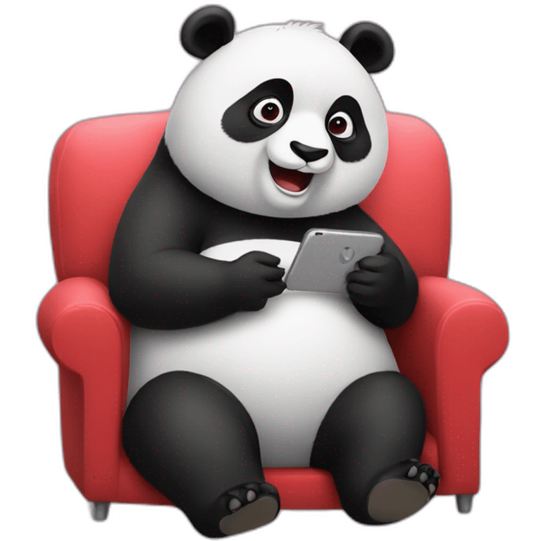 Panda seated on sofa and using phone  emoji