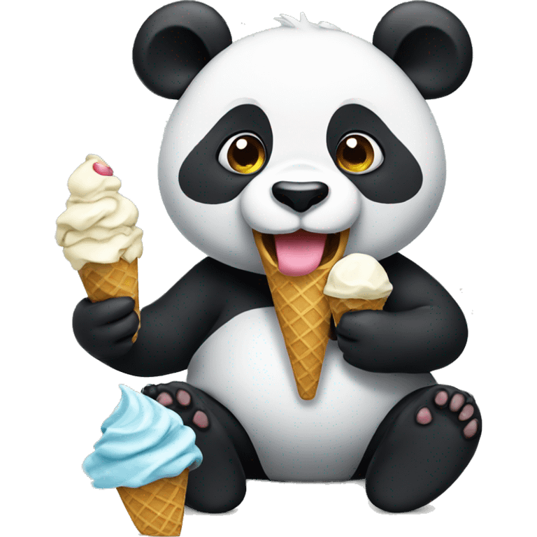 Panda eating ice cream emoji