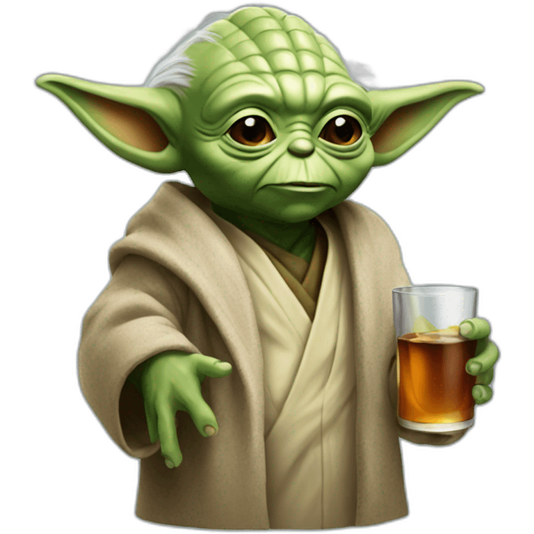 Yoda avec un whisky emoji