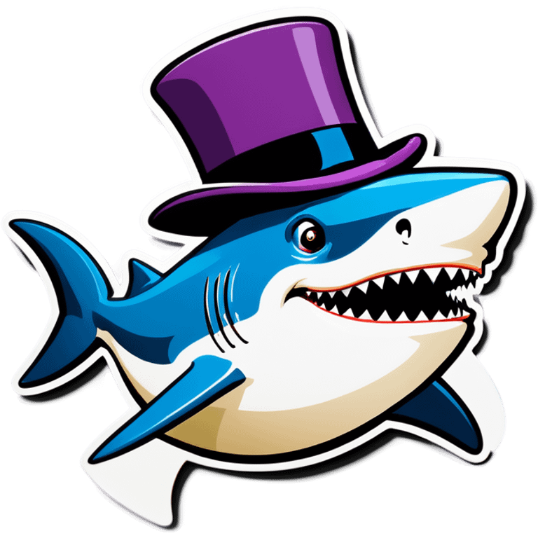 Shark with a top hat emoji