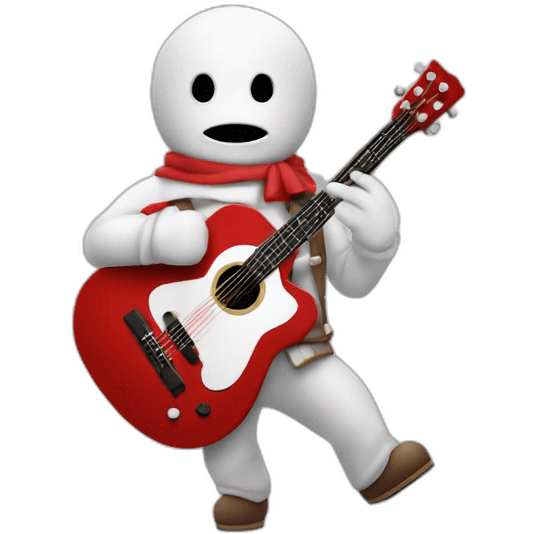 Bonhomme sur une guitare rouge emoji