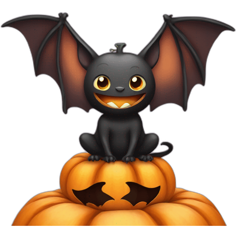 Bat on pumpkin emoji